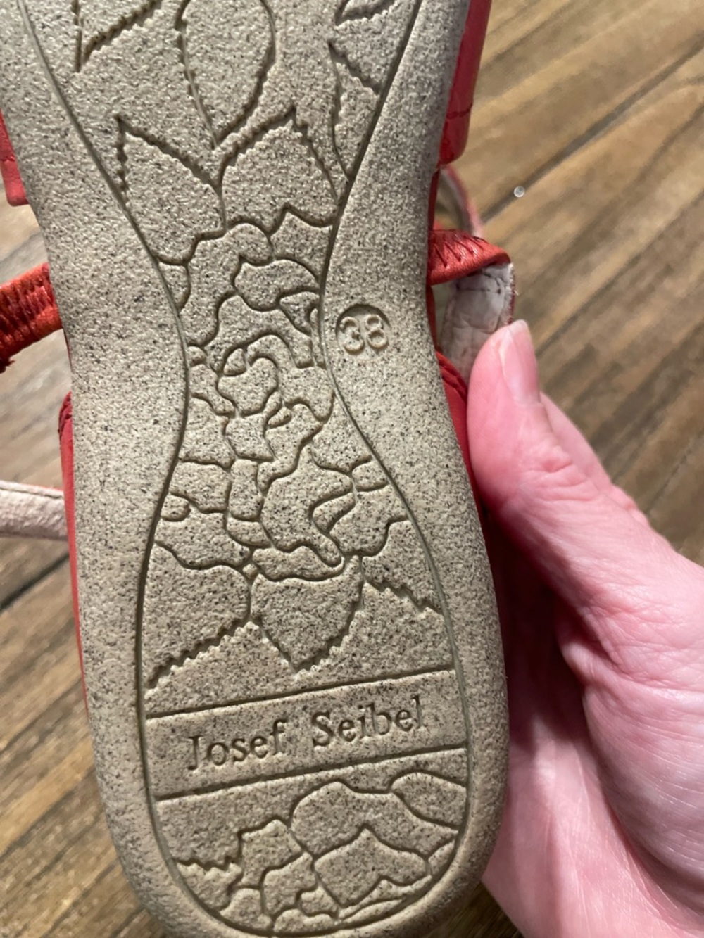 Josef Seibel Red Leather Pippa Mary Jane Shoes Size 38 US 7 Comfort Strap Flats - Picture 10 of 12